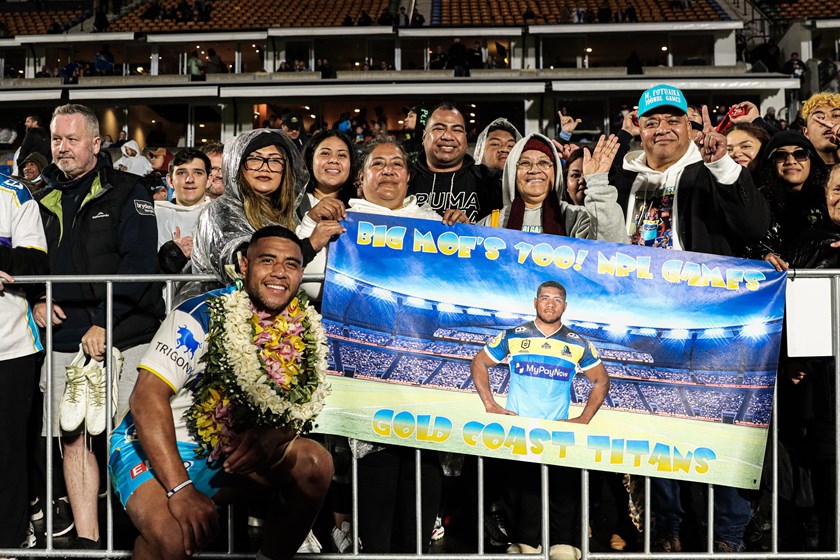 Fotuaika last saw his parents in 2022 when celebrating his 100th NRL game.