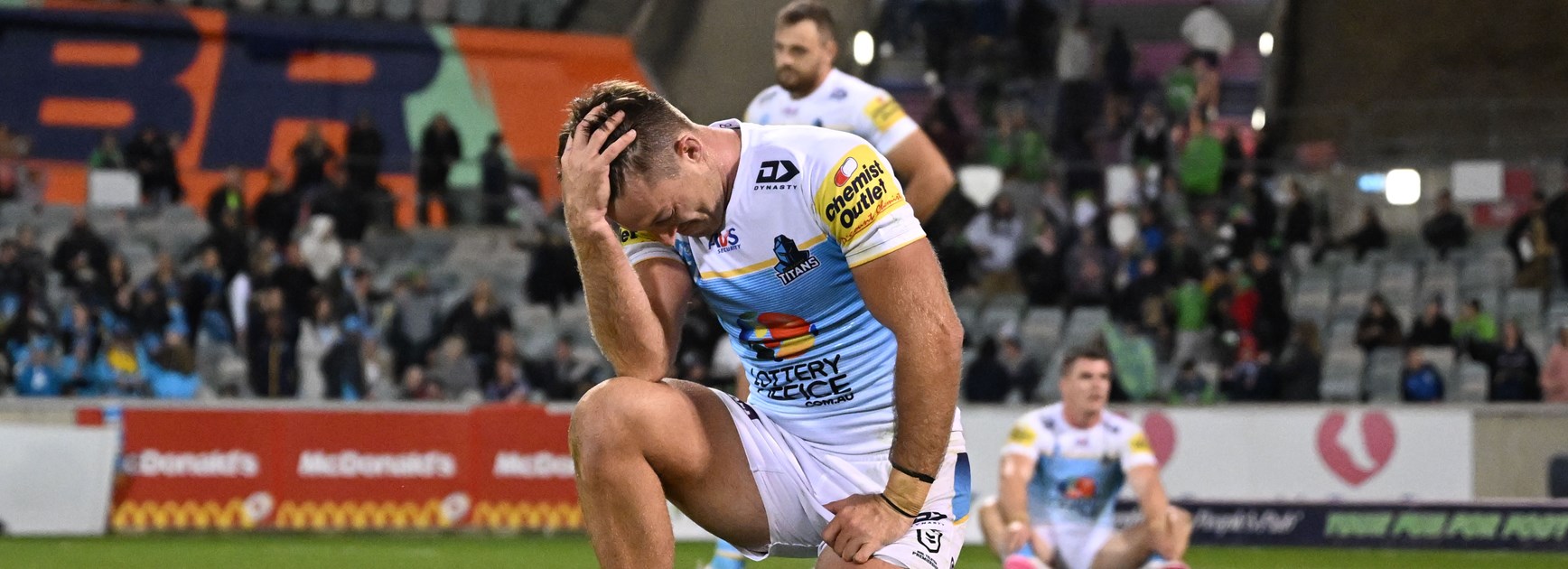 Sam Verrills shows frustration after their controversial golden-point finish in Canberra.