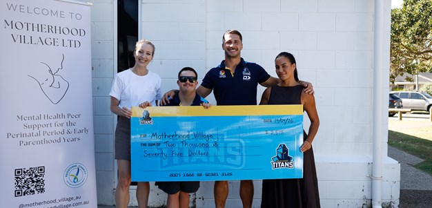 Lachlan Ilias and partner help deliver ongoing support to Motherhood Village