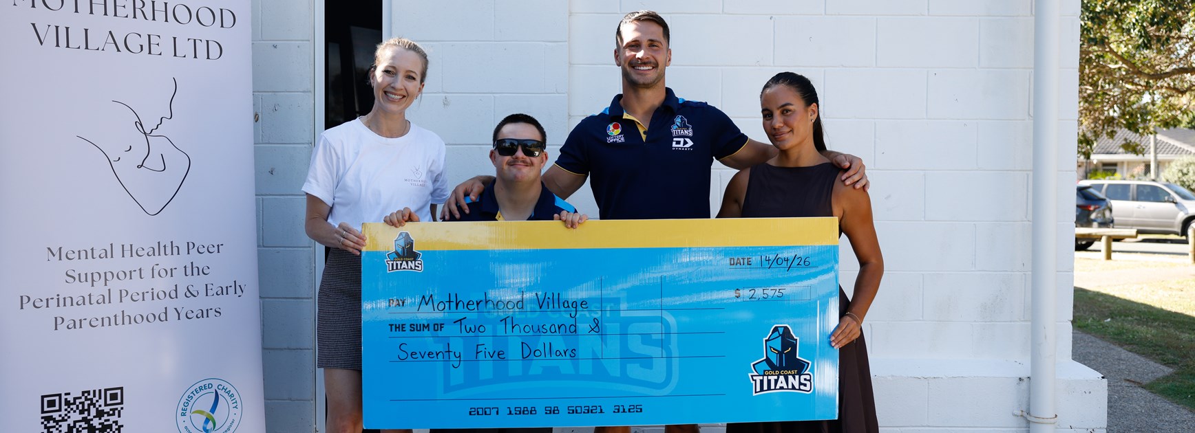 Lachlan Ilias and partner help deliver ongoing support to Motherhood Village