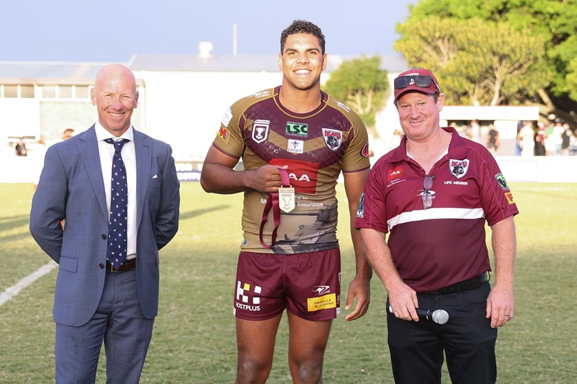 Jacob Alick with his player of the match honours. Photo: Dylan Parker/QRL