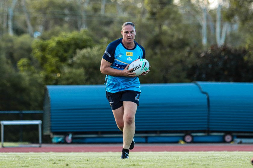 Rugby league legend Steph Hancock looks good in Titans colours.
