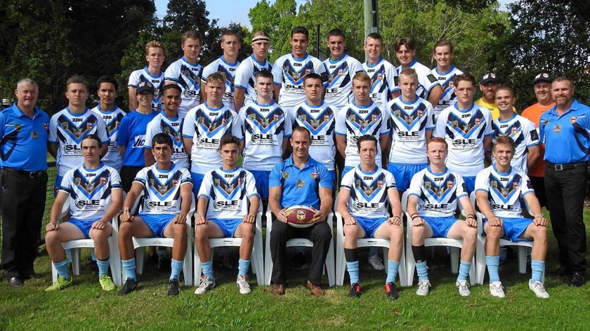 Davison with the 2019 Andrew Johns Cup-winning Northern Rivers Titans, featuring a number of current NRL-contracted players such as Ryan Foran, Jaylan De Groot, Tom Weaver and Oskar Bryant.