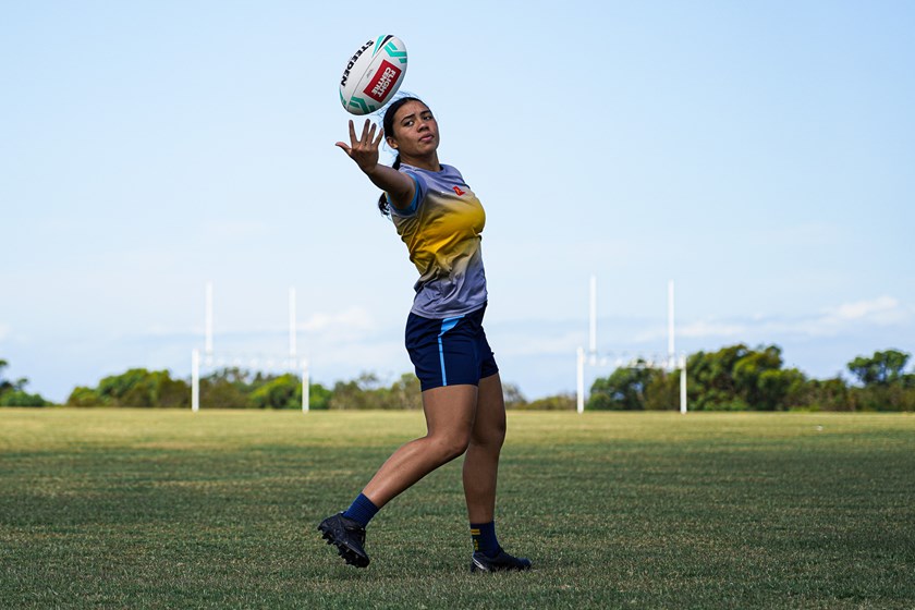 Sienna Lofipo in action during the recent NRLW Academy camp. Photo: Gold Coast Titans