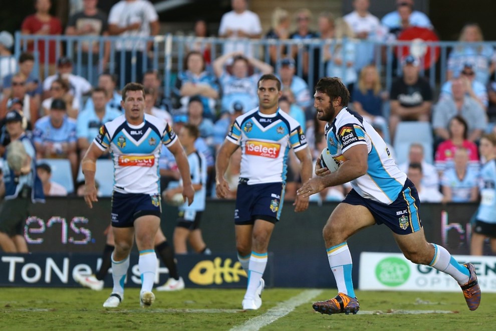 NRL 2014 - CRONULLA SUTHERLAND SHARKS v GOLD COAST TITANS. Action from the Round 1 National Rugby League (NRL) clash between the Cronulla Sutherland Sharks v Gold Coast Titans, 10th March 2014 at Remondis Stadium, Woolooware NSW. Photo Joe Vella / SMP Images