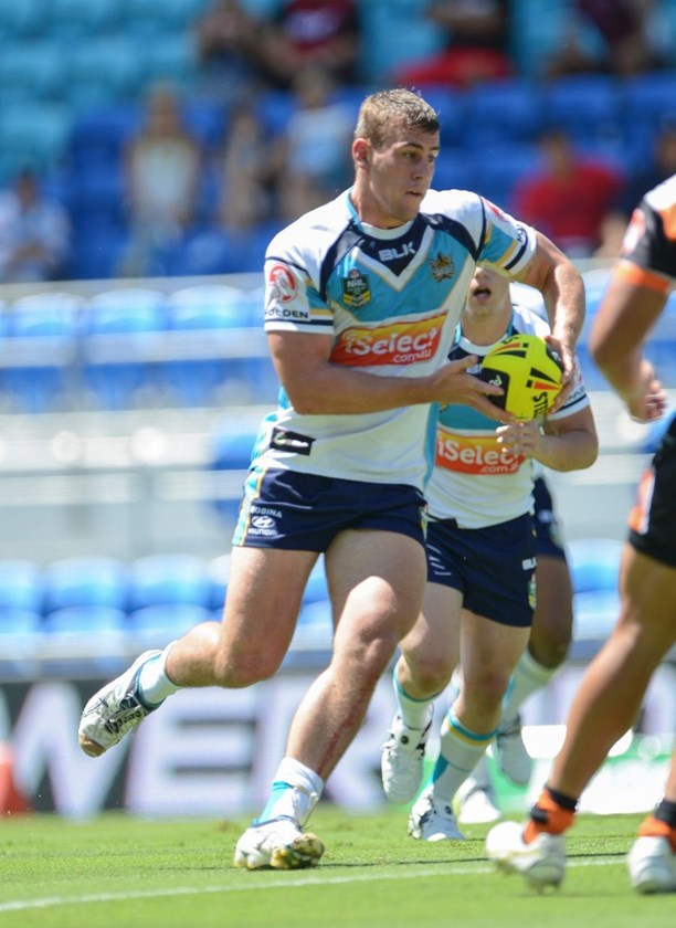 16th March 2014 ,   HOLDEN CUP-         ETHAN PRICE      - Round 2 action from the GOLD COAST TITANS V WESTS TIGERS game at CBUS Super Stadium in Robina .  Image is for Editorial Use Only. Any further use or individual sale of this image must be cleared by application to the Manager Sports Media Publishing (SMP Images). PHOTO: STEVE BELL/SMP IMAGES