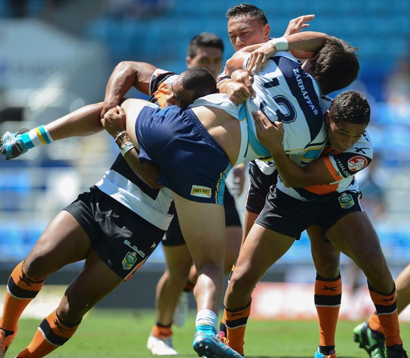 16th March 2014 ,   HOLDEN CUP-       PARAHI WILSON        - Round 2 action from the GOLD COAST TITANS V WESTS TIGERS game at CBUS Super Stadium in Robina .  Image is for Editorial Use Only. Any further use or individual sale of this image must be cleared by application to the Manager Sports Media Publishing (SMP Images). PHOTO: STEVE BELL/SMP IMAGES