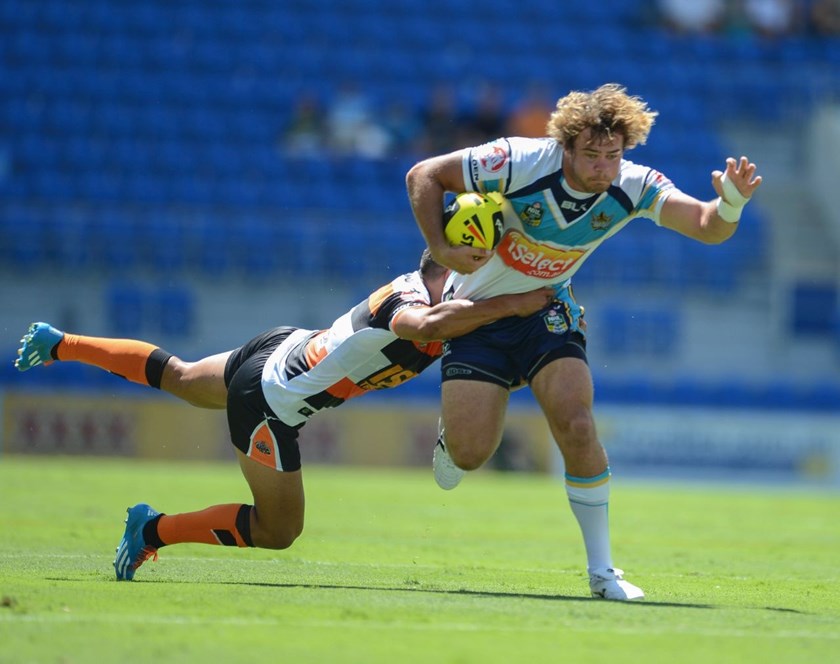 16th March 2014 ,   HOLDEN CUP-     JACKSON BRISKEY-LUSCOMBE          - Round 2 action from the GOLD COAST TITANS V WESTS TIGERS game at CBUS Super Stadium in Robina .  Image is for Editorial Use Only. Any further use or individual sale of this image must be cleared by application to the Manager Sports Media Publishing (SMP Images). PHOTO: STEVE BELL/SMP IMAGES