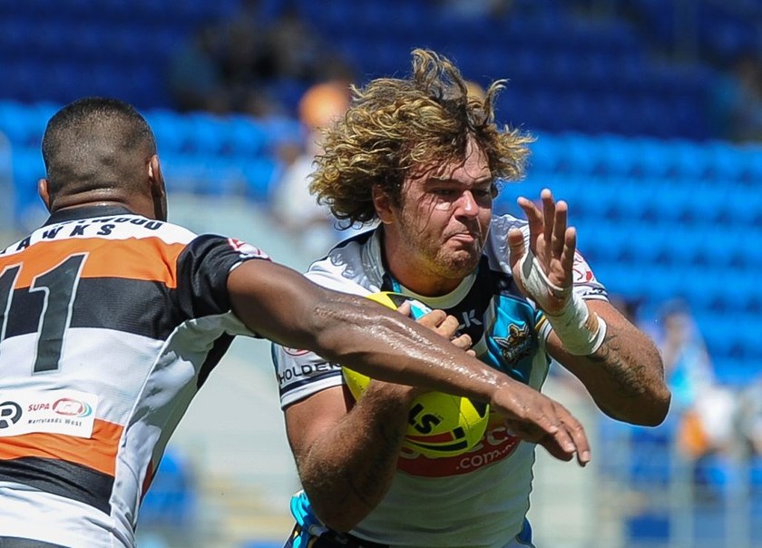 16th March 2014 ,   HOLDEN CUP-  JACKSON BRISKEY-LUSCOMBE     - Round 2 action from the GOLD COAST TITANS V WESTS TIGERS game at CBUS Super Stadium in Robina .  Image is for Editorial Use Only. Any further use or individual sale of this image must be cleared by application to the Manager Sports Media Publishing (SMP Images). PHOTO: STEVE BELL/SMP IMAGES