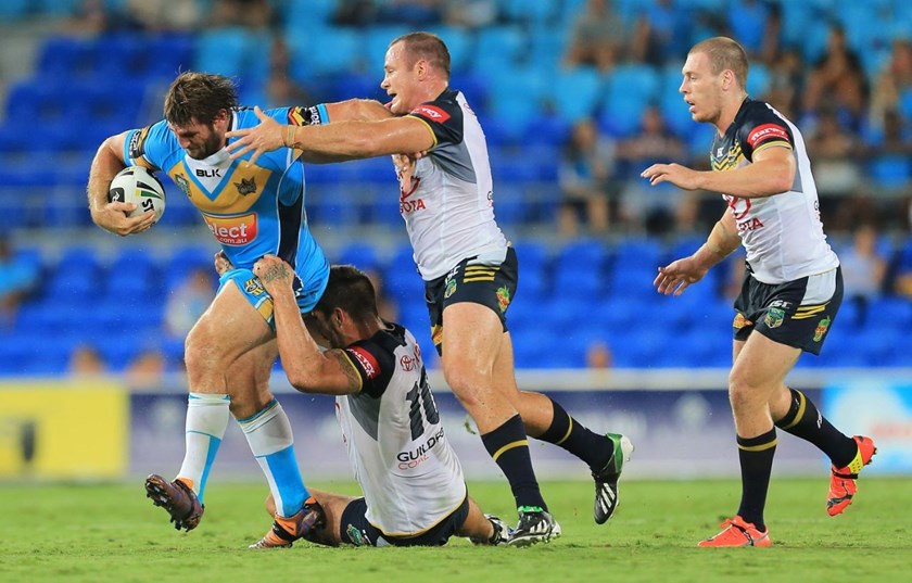 DAVE TAYLOR - GOLD COAST TITANS v NORTH QUEENSLAND COWBOYS - 31ST March 2014, Action from the National Rugby League (NRL) played at Cbus Super Stadium on the Gold Coast. This image is for Editorial Use Only. Any further use or individual sale of the image must be cleared by application to the Manager Sports Media Publishing (SMP Images). NO UN AUTHORISED COPYING : PHOTO SMP IMAGES/GOLD COAST TITANS MEDIA