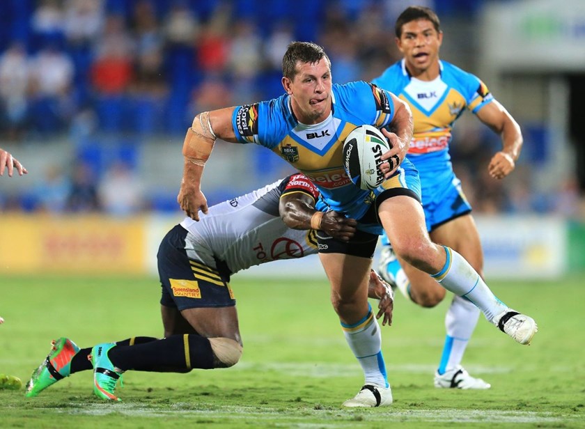 GREG BIRD - GOLD COAST TITANS v NORTH QUEENSLAND COWBOYS - 31ST March 2014, Action from the National Rugby League (NRL) played at Cbus Super Stadium on the Gold Coast. This image is for Editorial Use Only. Any further use or individual sale of the image must be cleared by application to the Manager Sports Media Publishing (SMP Images). NO UN AUTHORISED COPYING : PHOTO SMP IMAGES/GOLD COAST TITANS MEDIA