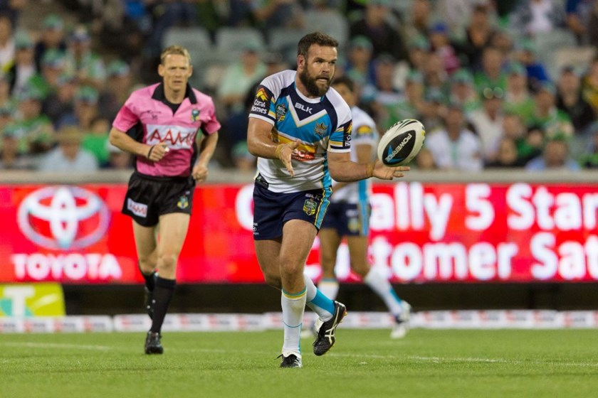 NATE MYLES - 23 MARCH 2014 - Action from Round 3 of the National Rugby League (NRL) Australia 2014 season - Canberra Raiders vs Gold Coast Titans. Match was played on a Sunday at GIO Stadium, Canberra, ACT, Australia. PHOTO: BEN SOUTHALL | SMP IMAGES