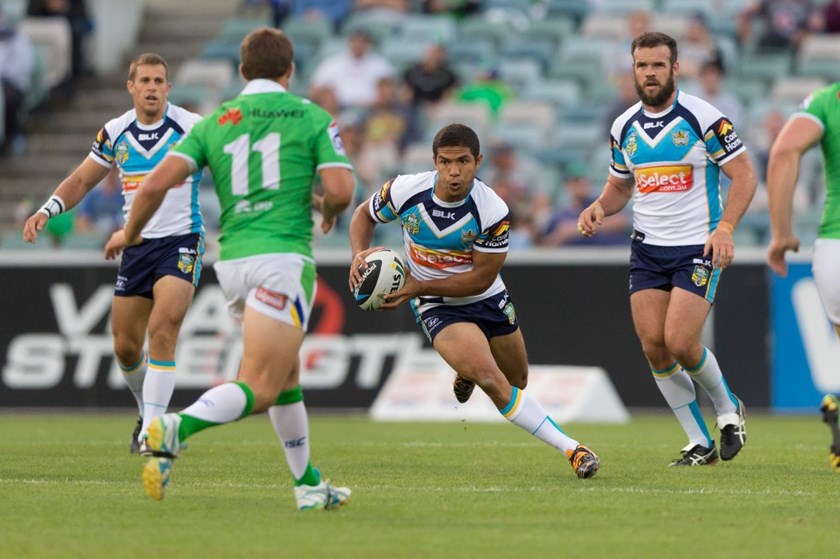 DAVID MEAD - 23 MARCH 2014 - Action from Round 3 of the National Rugby League (NRL) Australia 2014 season - Canberra Raiders vs Gold Coast Titans. Match was played on a Sunday at GIO Stadium, Canberra, ACT, Australia. PHOTO: BEN SOUTHALL | SMP IMAGES