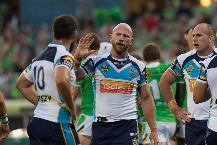 LUKE BAILEY - 23 MARCH 2014 - Action from Round 3 of the National Rugby League (NRL) Australia 2014 season - Canberra Raiders vs Gold Coast Titans. Match was played on a Sunday at GIO Stadium, Canberra, ACT, Australia. PHOTO: BEN SOUTHALL | SMP IMAGES