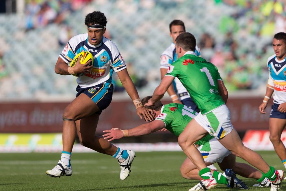 23 MARCH 2014 - Action from Round 3 of the Under 20s Holden Cup 2014 season - Canberra Raiders vs Gold Coast Titans. Match was played on a Sunday at GIO Stadium, Canberra, ACT, Australia. PHOTO: BEN SOUTHALL | SMP IMAGES