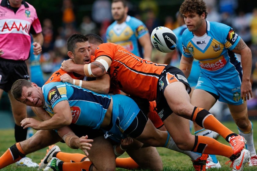 National Rugby League, West Tigers Vs Gold Coast Titans, Leichhardt Oval 27 April 2014. PIc Dave Tease