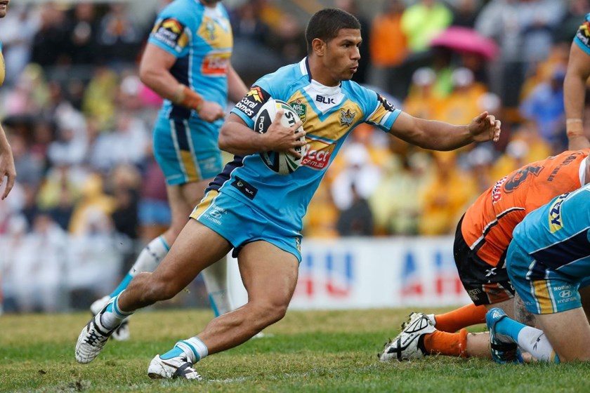 David Mea..National Rugby League, West Tigers Vs Gold Coast Titans, Leichhardt Oval 27 April 2014. PIc Dave Tease