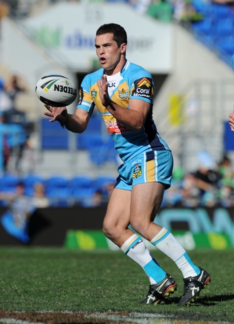 DANIEL MORTIMER - GOLD COAST -  PHOTO: SCOTT DAVIS - SMPIMAGES.COM - GOLD COAST TITANS V CANBERRA RAIDERS, 13th JULY 2014 - Action from round 18 of the NRL, between the Gold Coast Titans and the Canberra Raiders, being played at CBUS Super Stadium on the Gold Coast. This image is for Editorial Use Only. Any further use or individual sale of the image must be cleared by application to the Manager Sports Media Publishing (SMP Images). 