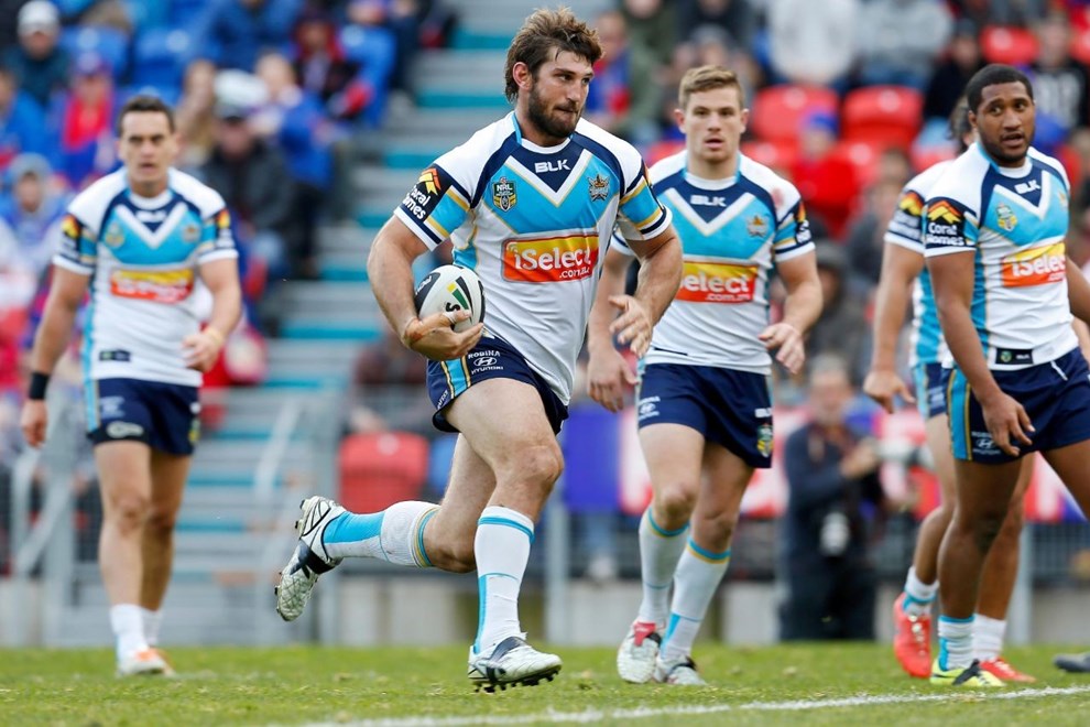 DAVE TAYLOR - PHOTO : CHARLES KNIGHT - SMPIMAGES.COM - NRL ROUND 19 -  NEWCASTLE KNIGHT v GOLD COAST TITANS, 20th JULY 2014. This image is for Editorial Use Only. Any further use or individual sale of the image must be cleared by application to the Manager Sports Media Publishing (SMP Images).