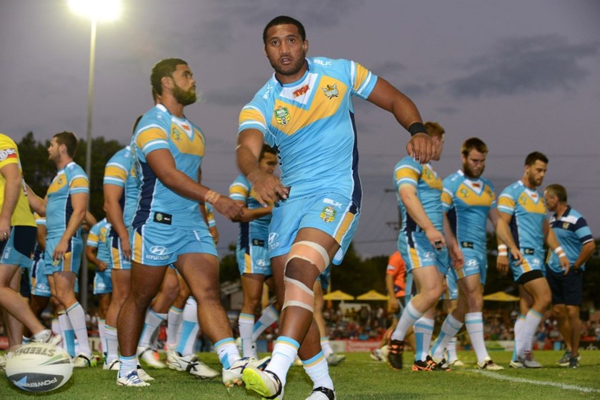 KALIFA FAIFAI LOA - GOLD COAST TITANS -  PHOTO: SCOTT DAVIS - SMP IMAGES - GOLD COAST TITANS V NEW ZEALAND WARRIORS - 07th February 2015 - Action from a pre-season NRL trial game between the Gold Coast Titans and the New Zealand Warriors, being played at Clive Berghofer Stadium, Toowoomba. This image is for Editorial Use Only. Any further use or individual sale of the image must be cleared by application to the Manager Sports Media Publishing (SMP Images). NO UN AUTHORISED COPYING : PHOTO SMP IMAGES.COM 