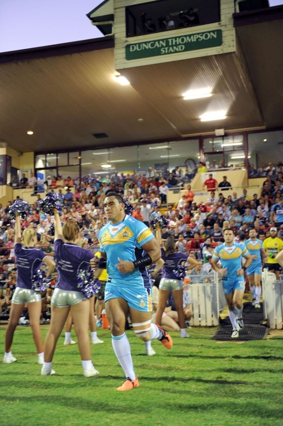 DAVID HALA - GOLD COAST TITANS -  PHOTO: SCOTT DAVIS - SMP IMAGES - GOLD COAST TITANS V NEW ZEALAND WARRIORS - 07th February 2015 - Action from a pre-season NRL trial game between the Gold Coast Titans and the New Zealand Warriors, being played at Clive Berghofer Stadium, Toowoomba. This image is for Editorial Use Only. Any further use or individual sale of the image must be cleared by application to the Manager Sports Media Publishing (SMP Images). NO UN AUTHORISED COPYING : PHOTO SMP IMAGES.COM 