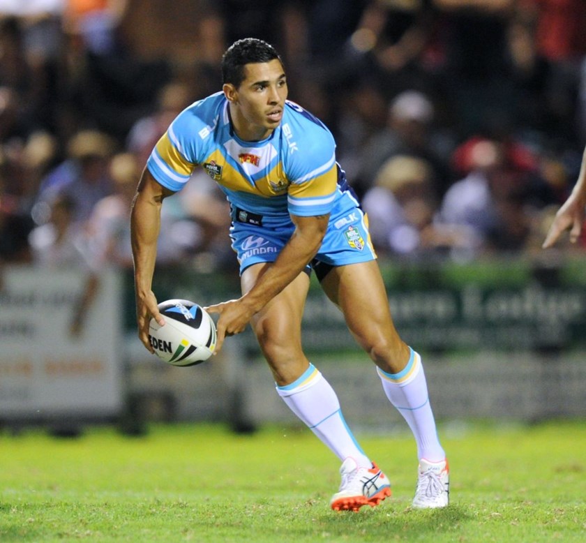 JAMAL FOGARTY - GOLD COAST TITANS -  PHOTO: SCOTT DAVIS - SMP IMAGES - GOLD COAST TITANS V NEW ZEALAND WARRIORS - 07th February 2015 - Action from a pre-season NRL trial game between the Gold Coast Titans and the New Zealand Warriors, being played at Clive Berghofer Stadium, Toowoomba. This image is for Editorial Use Only. Any further use or individual sale of the image must be cleared by application to the Manager Sports Media Publishing (SMP Images). NO UN AUTHORISED COPYING : PHOTO SMP IMAGES.COM 