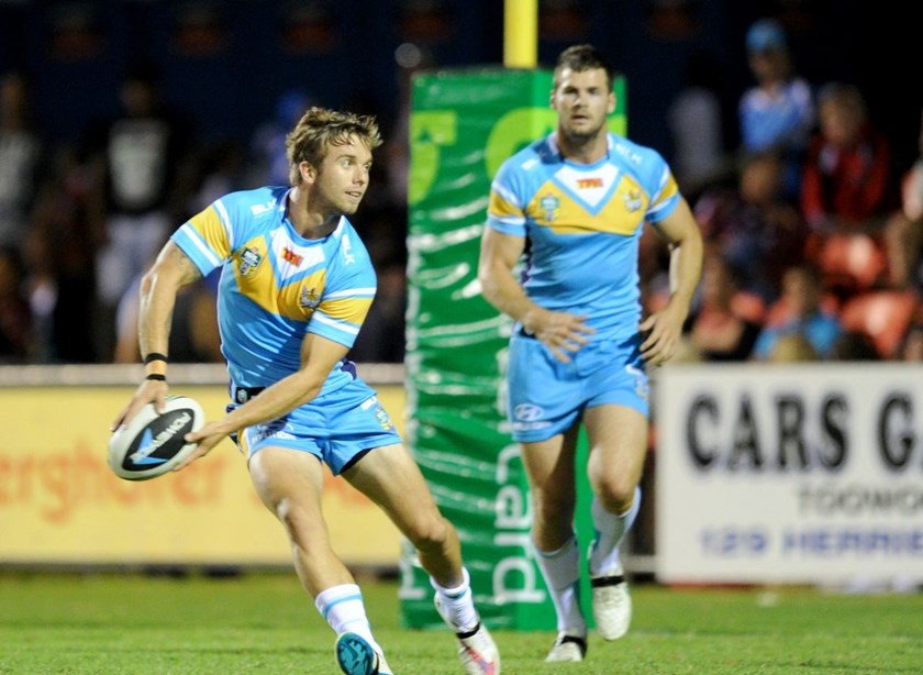 KANE ELGEY - GOLD COAST TITANS -  PHOTO: SCOTT DAVIS - SMP IMAGES - GOLD COAST TITANS V NEW ZEALAND WARRIORS - 07th February 2015 - Action from a pre-season NRL trial game between the Gold Coast Titans and the New Zealand Warriors, being played at Clive Berghofer Stadium, Toowoomba. This image is for Editorial Use Only. Any further use or individual sale of the image must be cleared by application to the Manager Sports Media Publishing (SMP Images). NO UN AUTHORISED COPYING : PHOTO SMP IMAGES.COM 