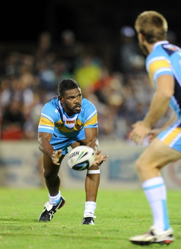 KIERRAN MOSELEY - GOLD COAST TITANS -  PHOTO: SCOTT DAVIS - SMP IMAGES - GOLD COAST TITANS V NEW ZEALAND WARRIORS - 07th February 2015 - Action from a pre-season NRL trial game between the Gold Coast Titans and the New Zealand Warriors, being played at Clive Berghofer Stadium, Toowoomba. This image is for Editorial Use Only. Any further use or individual sale of the image must be cleared by application to the Manager Sports Media Publishing (SMP Images). NO UN AUTHORISED COPYING : PHOTO SMP IMAGES.COM 