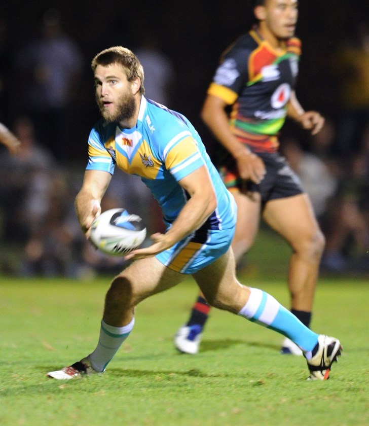 RYAN SIMPKINS - GOLD COAST TITANS -  PHOTO: SCOTT DAVIS - SMP IMAGES - GOLD COAST TITANS V NEW ZEALAND WARRIORS - 07th February 2015 - Action from a pre-season NRL trial game between the Gold Coast Titans and the New Zealand Warriors, being played at Clive Berghofer Stadium, Toowoomba. This image is for Editorial Use Only. Any further use or individual sale of the image must be cleared by application to the Manager Sports Media Publishing (SMP Images). NO UN AUTHORISED COPYING : PHOTO SMP IMAGES.COM 