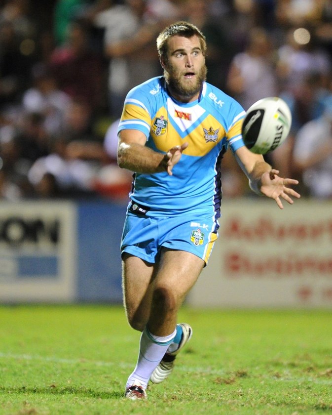 RYAN SIMPKINS - GOLD COAST TITANS -  PHOTO: SCOTT DAVIS - SMP IMAGES - GOLD COAST TITANS V NEW ZEALAND WARRIORS - 07th February 2015 - Action from a pre-season NRL trial game between the Gold Coast Titans and the New Zealand Warriors, being played at Clive Berghofer Stadium, Toowoomba. This image is for Editorial Use Only. Any further use or individual sale of the image must be cleared by application to the Manager Sports Media Publishing (SMP Images). NO UN AUTHORISED COPYING : PHOTO SMP IMAGES.COM 