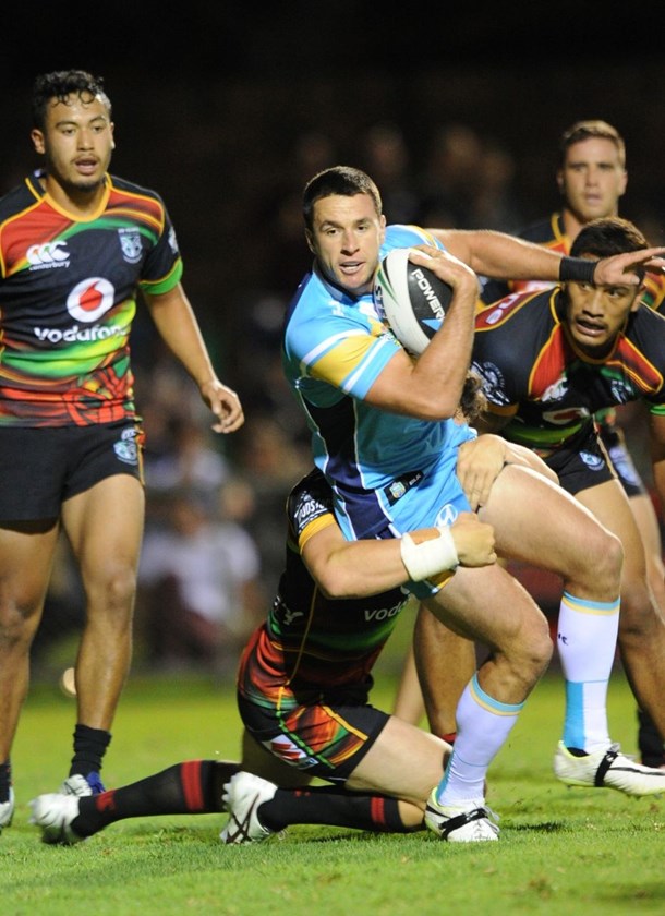 GOLD COAST TITANS -  PHOTO: SCOTT DAVIS - SMP IMAGES - GOLD COAST TITANS V NEW ZEALAND WARRIORS - 07th February 2015 - Action from a pre-season NRL trial game between the Gold Coast Titans and the New Zealand Warriors, being played at Clive Berghofer Stadium, Toowoomba. This image is for Editorial Use Only. Any further use or individual sale of the image must be cleared by application to the Manager Sports Media Publishing (SMP Images). NO UN AUTHORISED COPYING : PHOTO SMP IMAGES.COM 