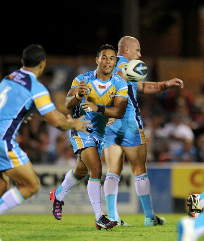 CHRISTIAN HAZARD - GOLD COAST TITANS -  PHOTO: SCOTT DAVIS - SMP IMAGES - GOLD COAST TITANS V NEW ZEALAND WARRIORS - 07th February 2015 - Action from a pre-season NRL trial game between the Gold Coast Titans and the New Zealand Warriors, being played at Clive Berghofer Stadium, Toowoomba. This image is for Editorial Use Only. Any further use or individual sale of the image must be cleared by application to the Manager Sports Media Publishing (SMP Images). NO UN AUTHORISED COPYING : PHOTO SMP IMAGES.COM 