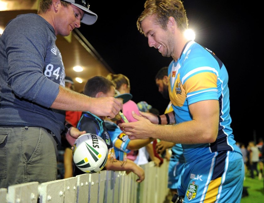 KANE ELGEY - GOLD COAST TITANS -  PHOTO: SCOTT DAVIS - SMP IMAGES - GOLD COAST TITANS V NEW ZEALAND WARRIORS - 07th February 2015 - Action from a pre-season NRL trial game between the Gold Coast Titans and the New Zealand Warriors, being played at Clive Berghofer Stadium, Toowoomba. This image is for Editorial Use Only. Any further use or individual sale of the image must be cleared by application to the Manager Sports Media Publishing (SMP Images). NO UN AUTHORISED COPYING : PHOTO SMP IMAGES.COM 