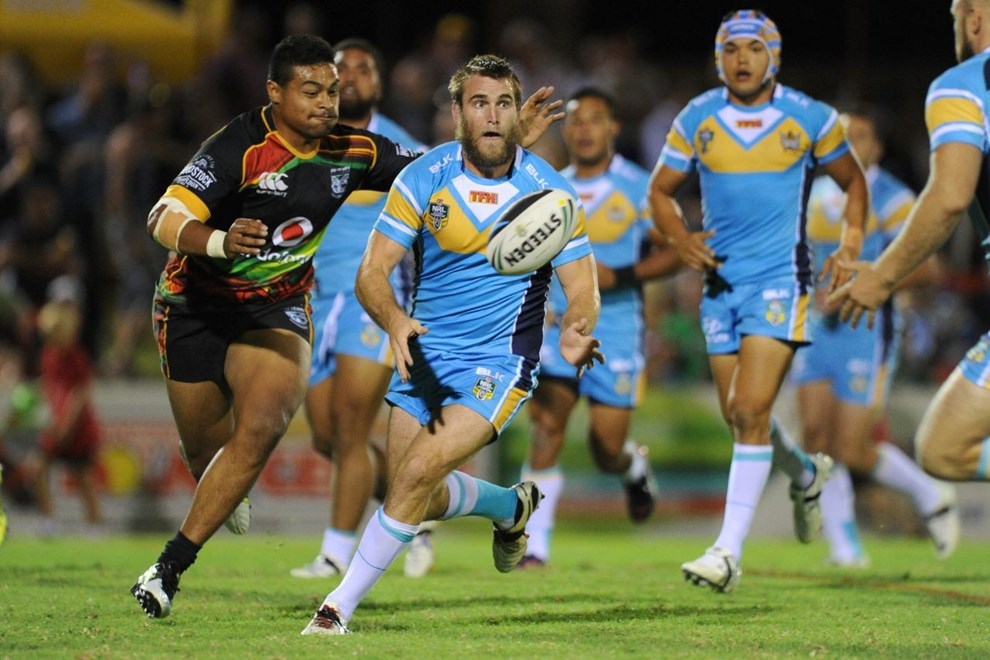 RYAN SIMPKINS - GOLD COAST TITANS -  PHOTO: SCOTT DAVIS - SMP IMAGES - GOLD COAST TITANS V NEW ZEALAND WARRIORS - 07th February 2015 - Action from a pre-season NRL trial game between the Gold Coast Titans and the New Zealand Warriors, being played at Clive Berghofer Stadium, Toowoomba. This image is for Editorial Use Only. Any further use or individual sale of the image must be cleared by application to the Manager Sports Media Publishing (SMP Images). NO UN AUTHORISED COPYING : PHOTO SMP IMAGES.COM 
