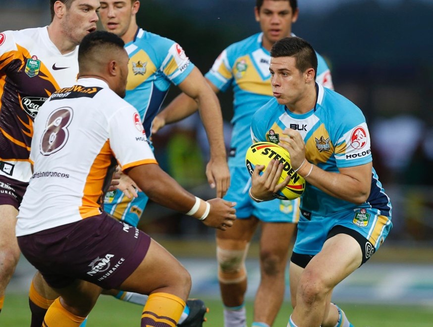 Jeremy Smith  : Digital Image by Charles Knight copyright Â© nriphotos. NYC Rugby League, Gold Coast Titans v Brisbane Broncos at Cbus Super Stadium, Gold Coast, April 3rd 2015.