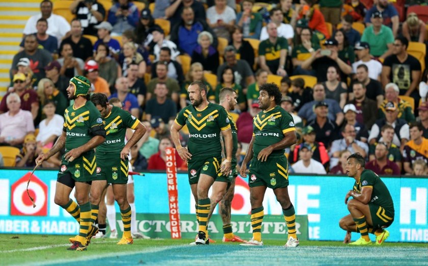 AUS v NZ action :Digital Image Grant Trouville Â© NRLphotos  : 2015 NRL REP Round - ANZAC TEST : AUSTRALIA v New Zealand at Suncorp Stadium Brisbane, Sunaday the 3rd 2015.