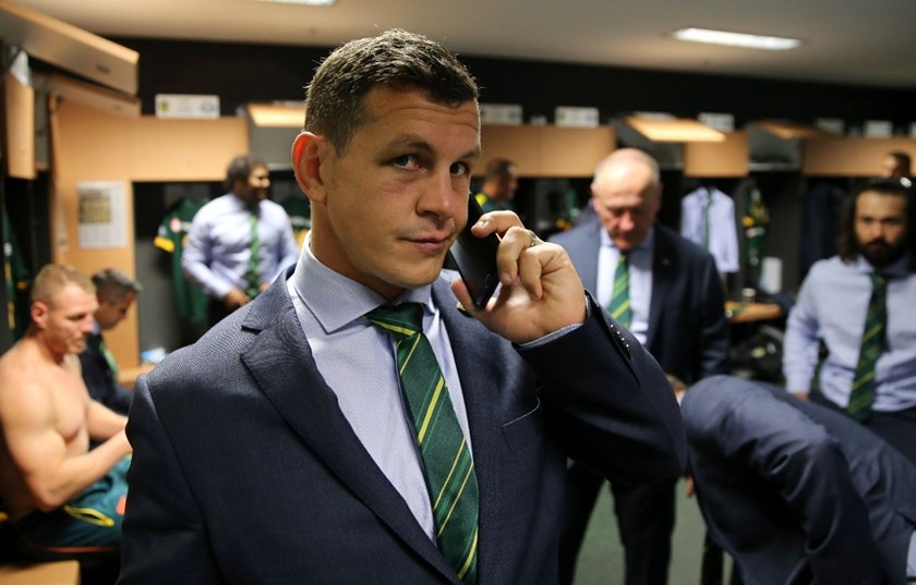 AUSTRALIA Players in the Sheds shattered after the Test Match is called off due to wheather  :Digital Image by Grant Trouville Â© NRLphotos  : 2015 NRL Rep Round - ANZAC TEST Australia v New Zealand at Suncorp Stadium Friday the 3rd of May 2015.