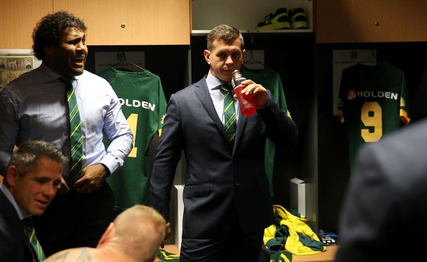 AUSTRALIA Players in the Sheds shattered after the Test Match is called off due to wheather  :Digital Image by Grant Trouville Â© NRLphotos  : 2015 NRL Rep Round - ANZAC TEST Australia v New Zealand at Suncorp Stadium Friday the 3rd of May 2015.
