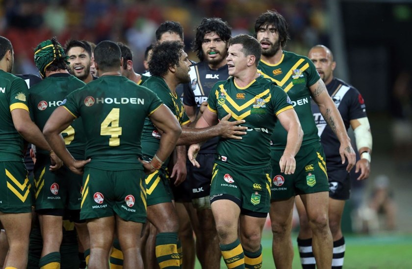 AUS v NZ action :Digital Image Grant Trouville Â© NRLphotos  : 2015 NRL REP Round - ANZAC TEST : AUSTRALIA v New Zealand at Suncorp Stadium Brisbane, Sunaday the 3rd 2015.