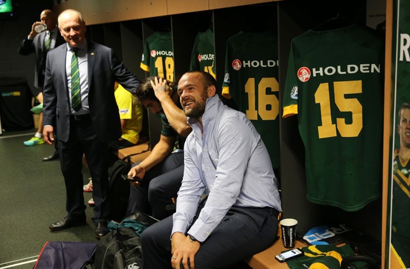 AUSTRALIA Players in the Sheds shattered after the Test Match is called off due to wheather  :Digital Image by Grant Trouville Â© NRLphotos  : 2015 NRL Rep Round - ANZAC TEST Australia v New Zealand at Suncorp Stadium Friday the 3rd of May 2015.