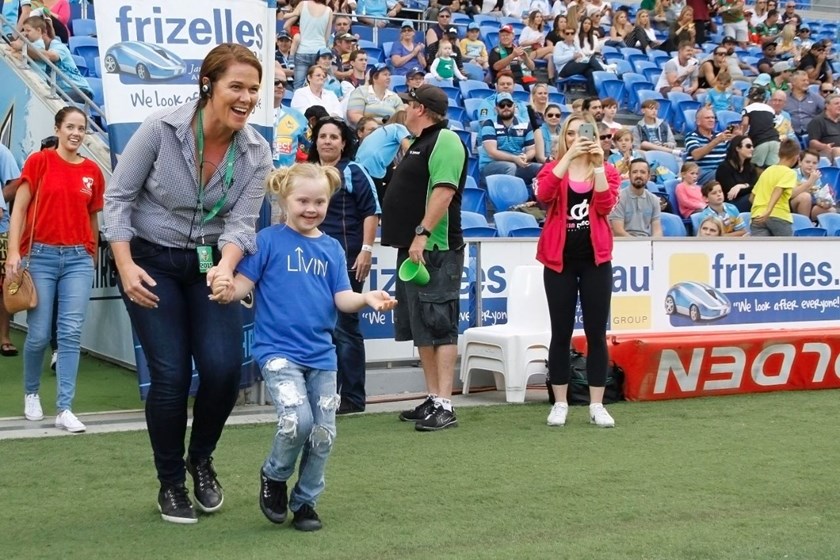 Down Syndrome Assoc QLD: Digital Image by Kylie Cox, copyright @ NRLphotos. NRL, Round 12, Gold Coast Titans v South Sydney Rabbitohs at Cbus Super Stadium, Gold Coast, Saturday May 30th 2015.