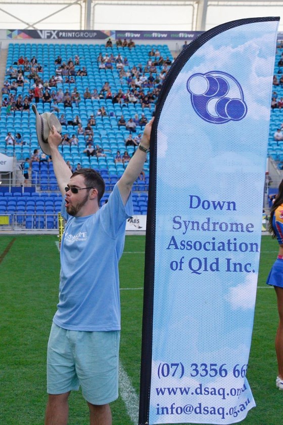 Down Syndrome Assoc QLD: Digital Image by Kylie Cox, copyright @ NRLphotos. NRL, Round 12, Gold Coast Titans v South Sydney Rabbitohs at Cbus Super Stadium, Gold Coast, Saturday May 30th 2015.