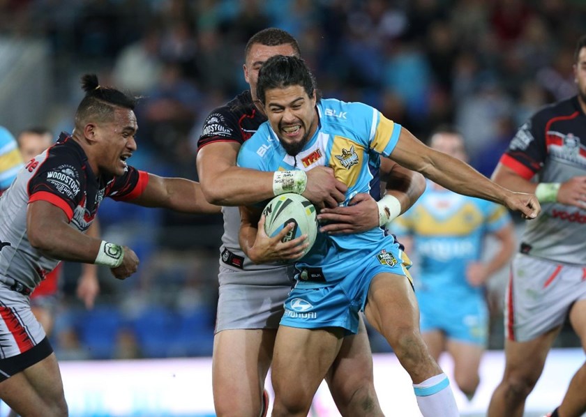 Kevin Gordon : Digital Image by Charles Knight copyright Â© nriphotos. NRL Rugby League, Gold Coast Titans v NZ Warriors at Cbus Super Stadium, Gold Coast, June 20th, 2015.