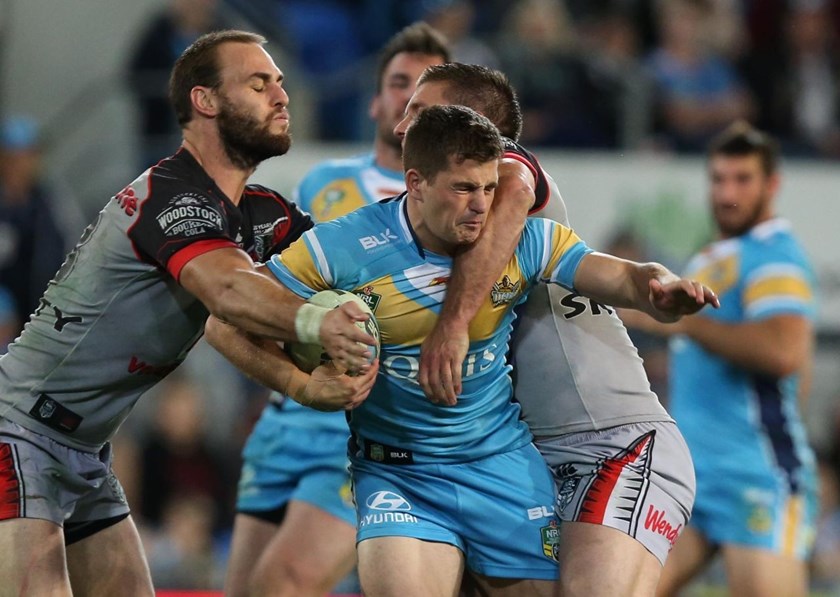 Chad Redman : Digital Image by Charles Knight copyright Â© nriphotos. NRL Rugby League, Gold Coast Titans v NZ Warriors at Cbus Super Stadium, Gold Coast, June 20th, 2015.