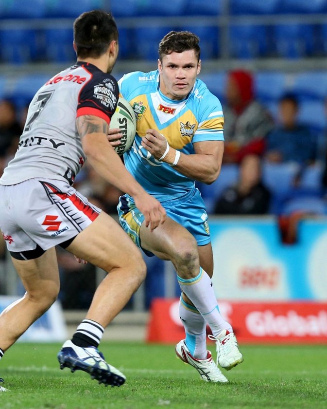 James Roberts : Digital Image by Charles Knight copyright Â© nriphotos. NRL Rugby League, Gold Coast Titans v NZ Warriors at Cbus Super Stadium, Gold Coast, June 20th, 2015.