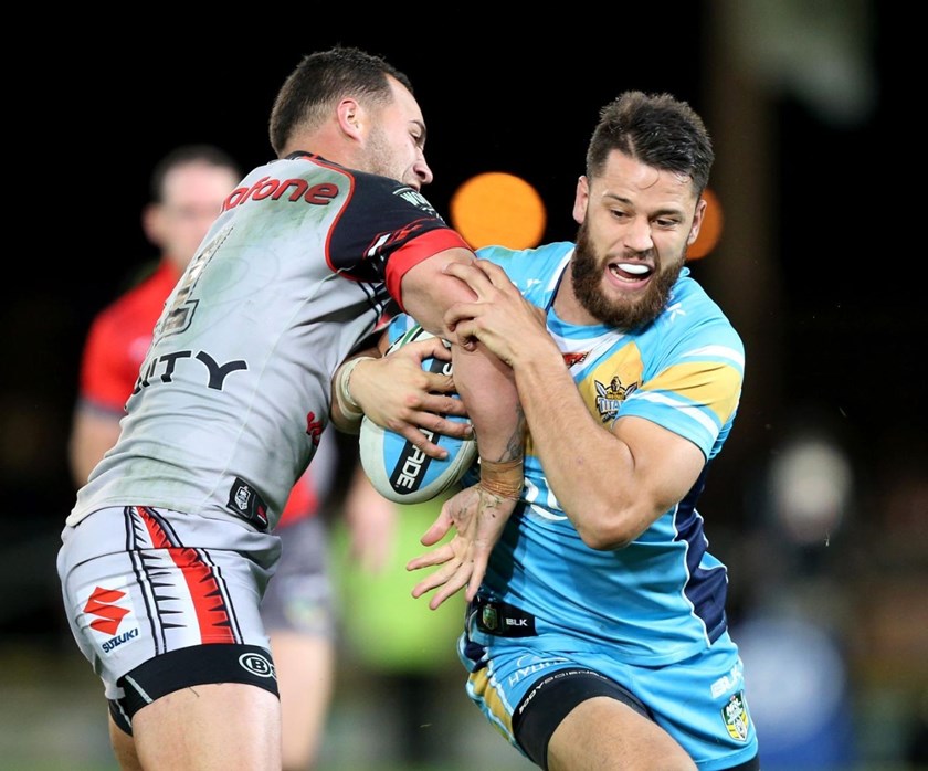 Matthew Robinson : Digital Image by Charles Knight copyright Â© nriphotos. NRL Rugby League, Gold Coast Titans v NZ Warriors at Cbus Super Stadium, Gold Coast, June 20th, 2015.