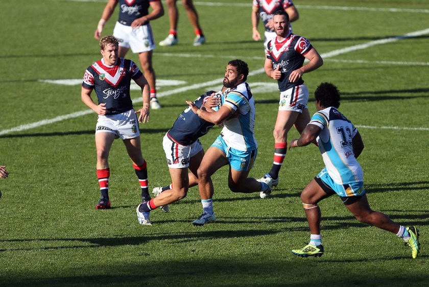 Mark Ioane :NRL Rugby League - Roosters V Titans, at Central Coast Stadium, Sunday June 28th 2015. Digital Image by Robb Cox Â©nrlphotos.com
