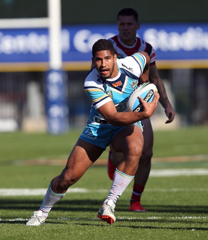 Nene Macdonald :NRL Rugby League - Roosters V Titans, at Central Coast Stadium, Sunday June 28th 2015. Digital Image by Robb Cox Â©nrlphotos.com
