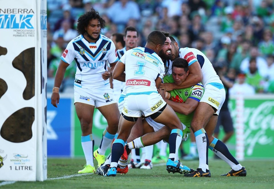 Competition - NRLRound - Round 04Teams â Raiders v TitansDate â 26th of March 2016Venue â GIO Stadium, Canberra ACTPhotographer â Mark NolanDescription â