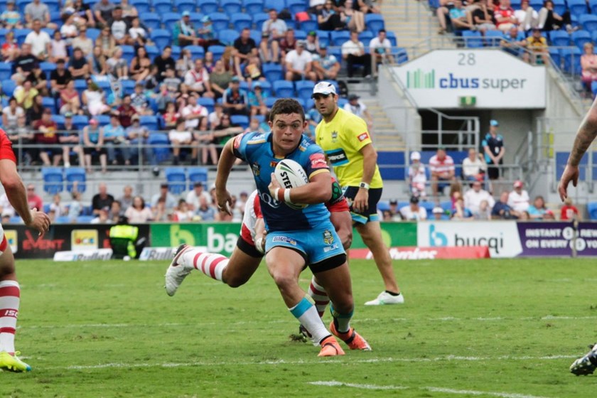 Competition - NRL Premiership 
Round - Round 7
Teams â Gold Coast Titans v St George Dragons
Date â 16th April 2016 
Venue â Cbus Super Stadium, Gold Coast QLD 
Photographer â Kylie Cox
